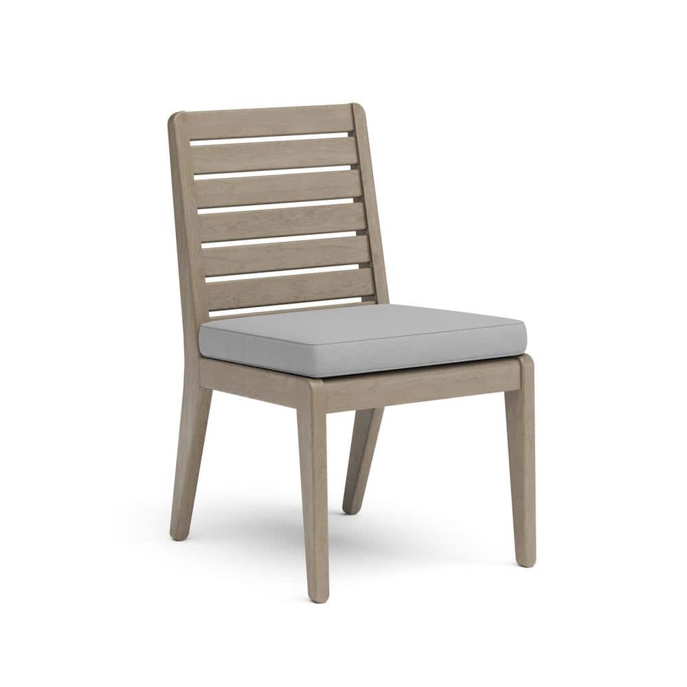 Gray Acacia Wood Outdoor Dining Set with Cushions, 6 Person