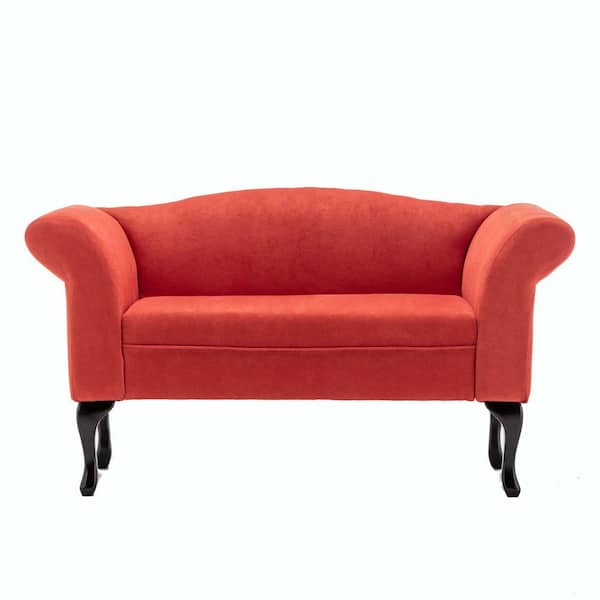 wetiny 20 in. Orange Linen 2-Seater Loveseat