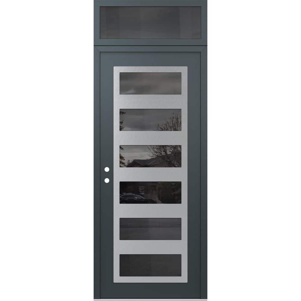 C9 36 in. x 96 in. Silver P Right-Hand/Inswing Mirrored Glass Anth/Anth Transom Steel Prehung Front Door price history on PriceWatchPro
