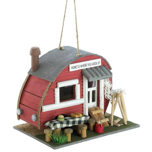 Zingz & Thingz 8.25 in. x 6.125 in. x 6.75 in. Red Trailer Birdhouse