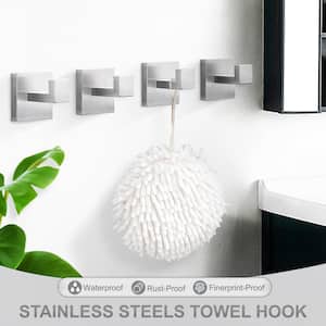Stainless Steel Single J-Hook Robe/Towel Hook in Brushed Nickel 4 Pack