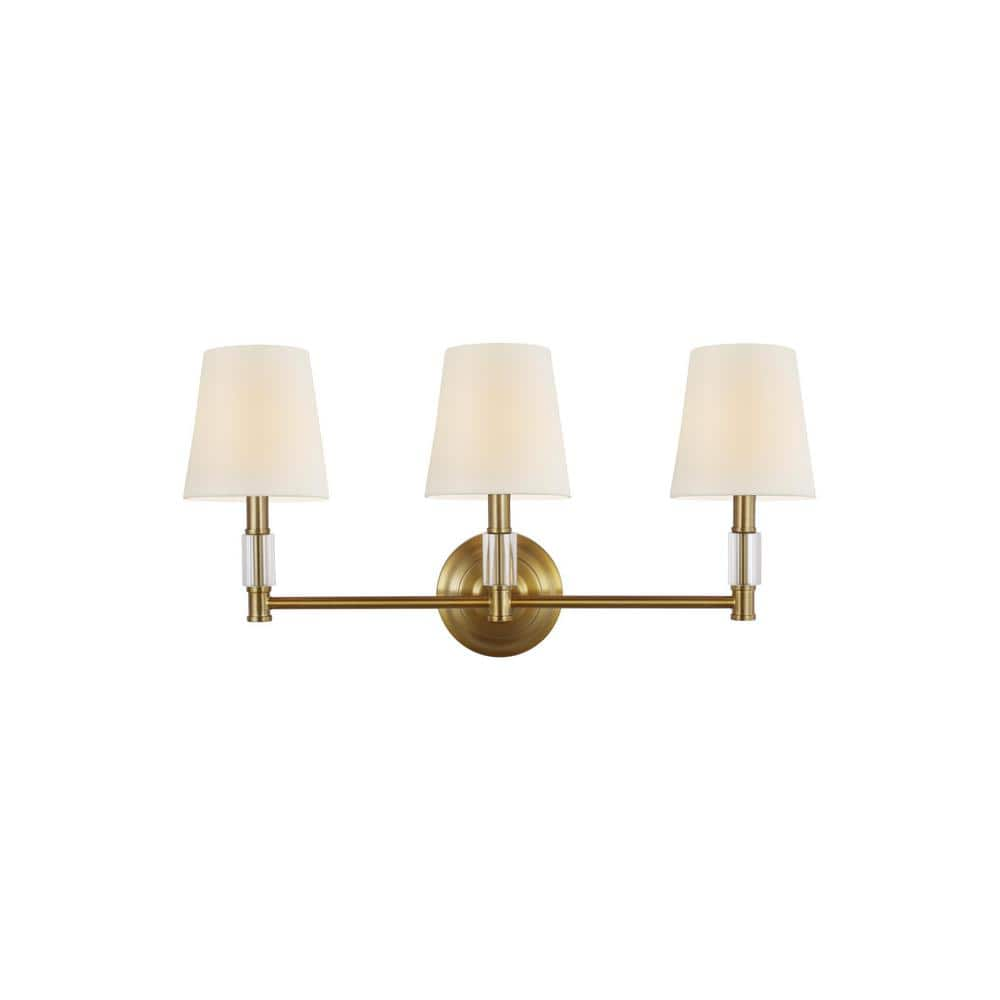 Reviews For Feiss Lismore 24 In W 3 Light Burnished Brass Vanity Light With Tapered Fabric Shades Vs43003 Bbs The Home Depot