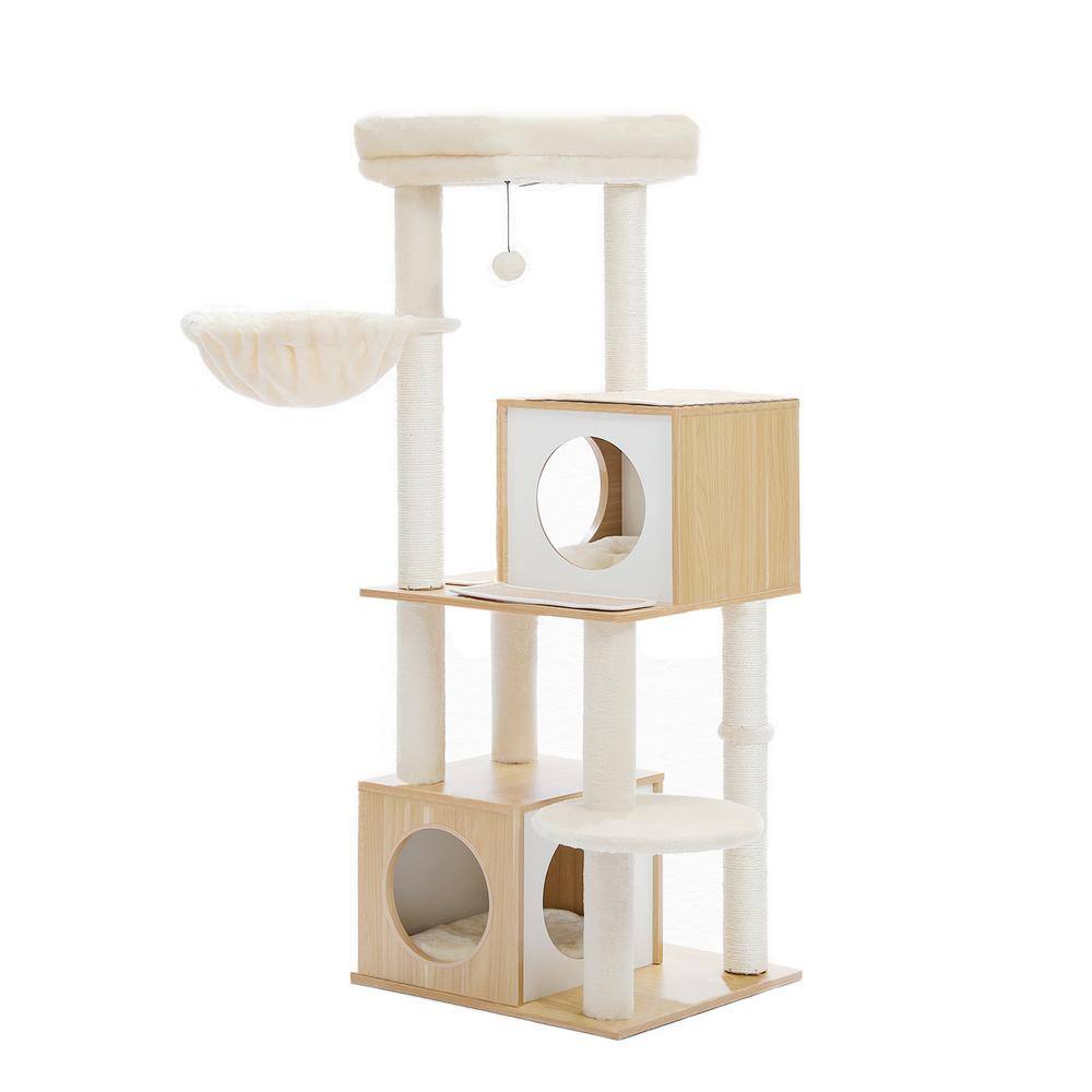 Medium and Large Cat 51 in. Wrapped Sisal Wooden Large Cat Tree House in Beige price history on PriceWatchPro