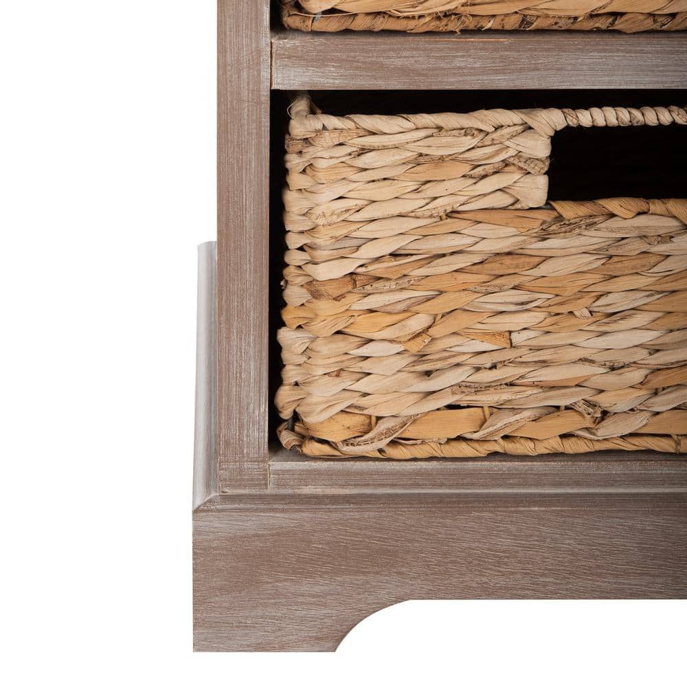 Herman 30" Beige Pine Storage Unit with Wicker Baskets