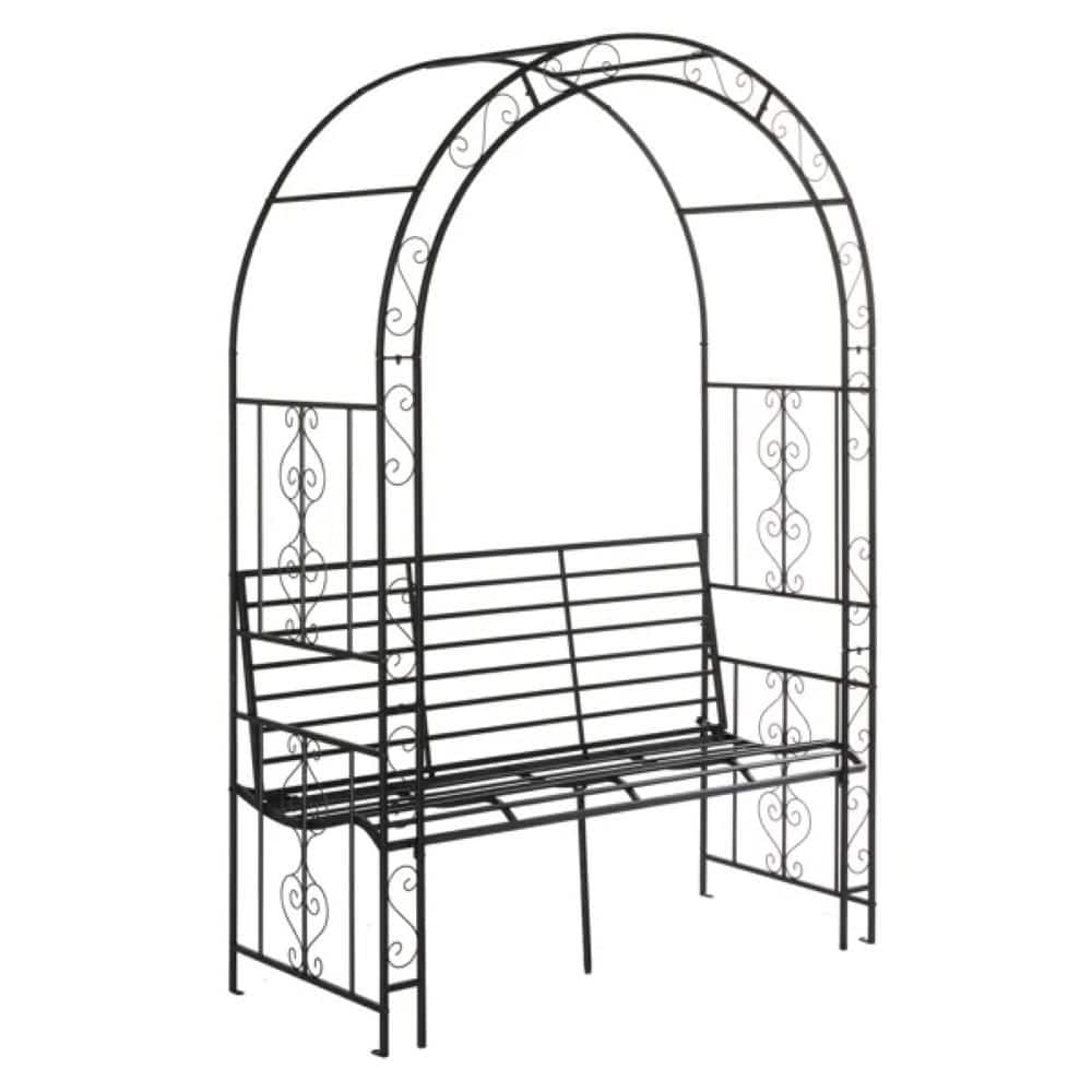 79.5 in. x 53.4 in. Metal Arbor Arch Roof Double Layer with Chair Trellis f