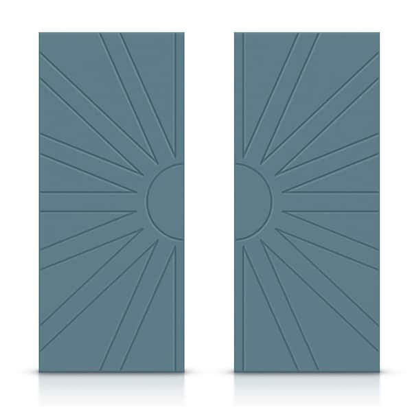 CALHOME 72 in. x 80 in. Hollow Core Dignity Blue Stained Composite MDF Interior Double Closet Sliding Doors