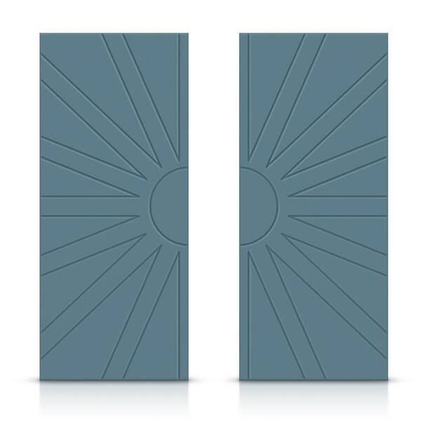 CALHOME 60 in. x 96 in. Hollow Core Dignity Blue Stained Composite MDF Interior Double Closet Sliding Doors