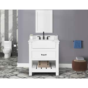 Wellford 31 in. W x 22 in. D x 35 in. H Single Sink Freestanding Bath Vanity in White with White Engineered Stone Top