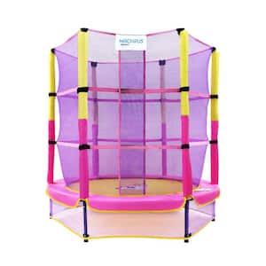 Bounce Galaxy 60 in. Indoor Trampoline w/Safety Net Enclosure SpringFree Enclosed Mini Trampoline for Toddlers and Kids