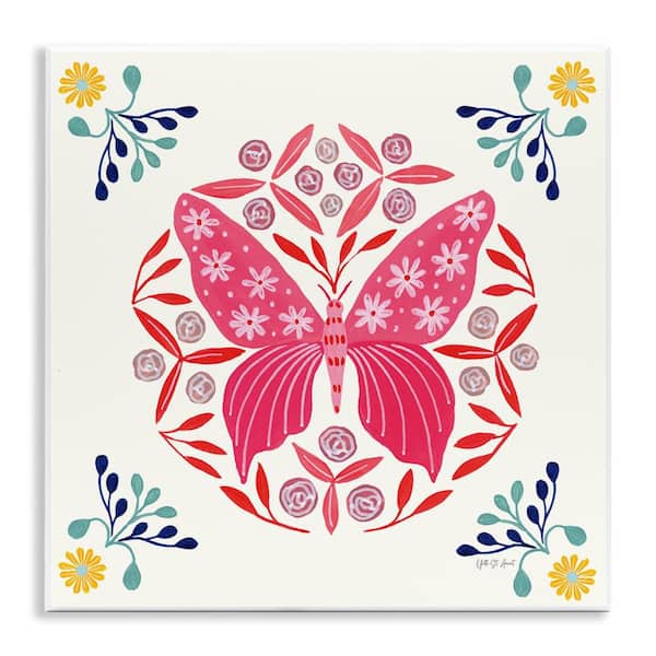Stupell Industries Pink Folk Butterfly by Yvette St. Amant Unframed Animal Graphic Art Print 12 in. x 12 in.