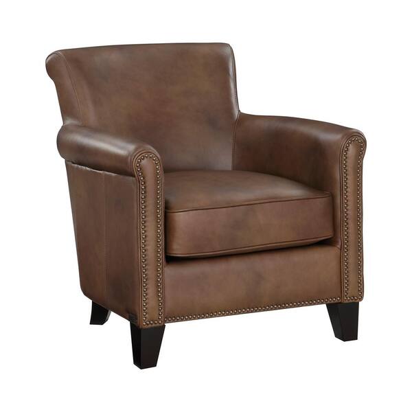 Kailee Brown Leather Upholstery Accent Chair 9278BRW1 The Home Depot