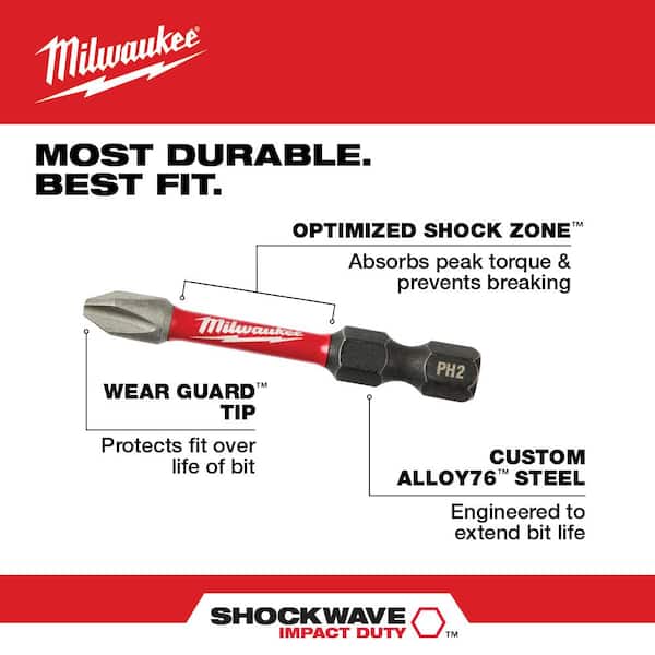 Milwaukee 2850-21P-48-32-4082 M18 18V Lithium-Ion Compact Brushless Cordless 1/4 in. Impact Driver Kit w/ Screw Driver Bit Set PACKOUT (100-Piece) - 3