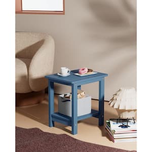 16.73 in. H Navy Blue Square Double Layer Plastic Adirondack Outdoor Side Table