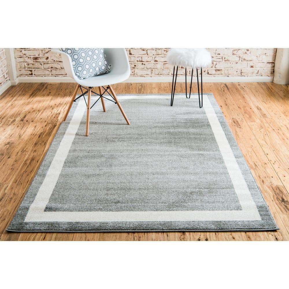 Gray and Ivory Tufted Reversible Synthetic Area Rug 9' x 12'