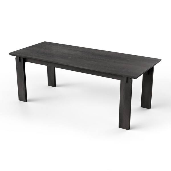 Homsee Modern Black Engineered Wood 84 in. 4-Leg Base Dining Table