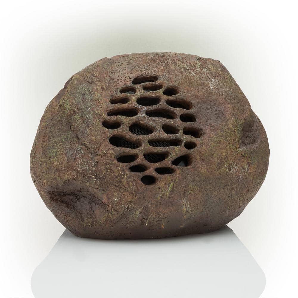 Gray Solar-Powered Outdoor Rock Bluetooth Speaker Set