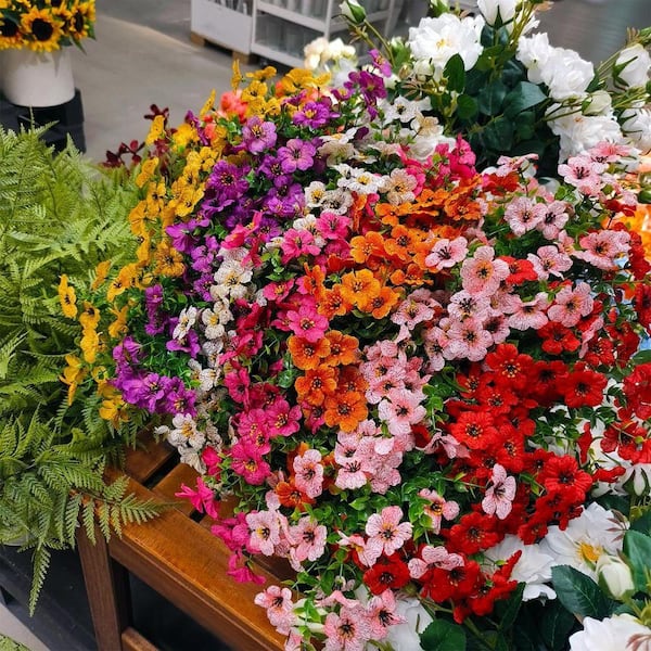 JEMONG 12 Bundles Artificial Flowers Outdoor UV Resistant Fake Flowers No Fade - View #2