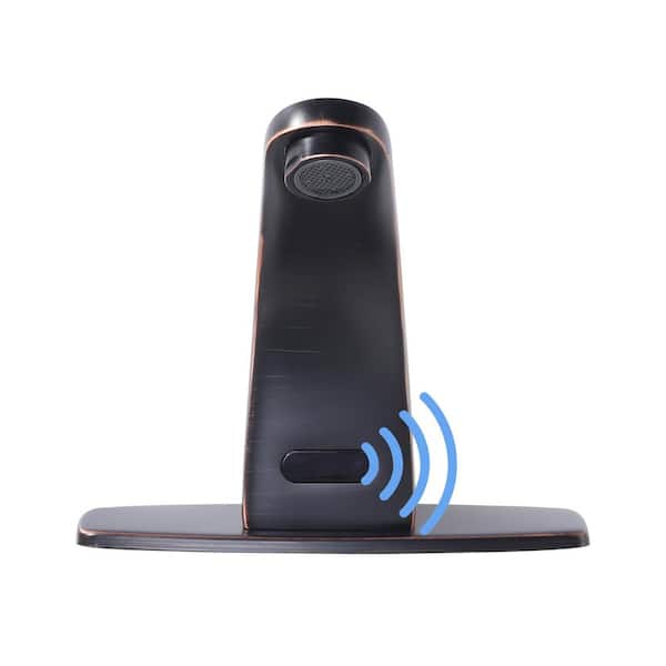 Automatic Sensor Touchless Battery Powered Bathroom Sink Faucet with Deckplate and Mixing Valve in Oil Rubbed Bronze