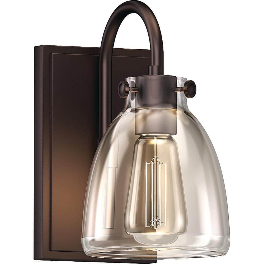 Volume Lighting 1 Light Antique Bronze, Clear Glass Bell Vanity Light Shade