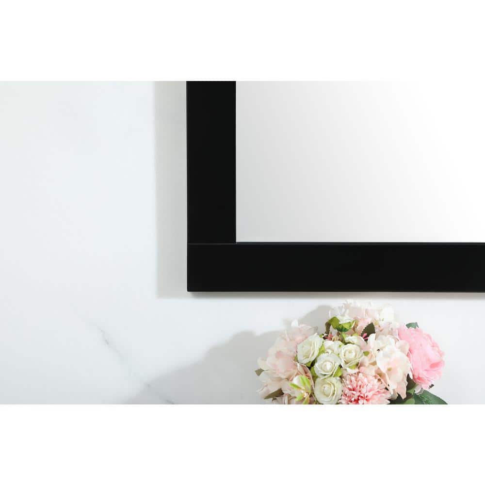 Contemporary Black Wood Rectangular Bathroom Vanity Mirror