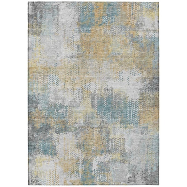 Chantille Machine Washable Indoor/Outdoor Abstract ACN2790 Silver 5 ft. x 7 ft. 6 in. Area Rug