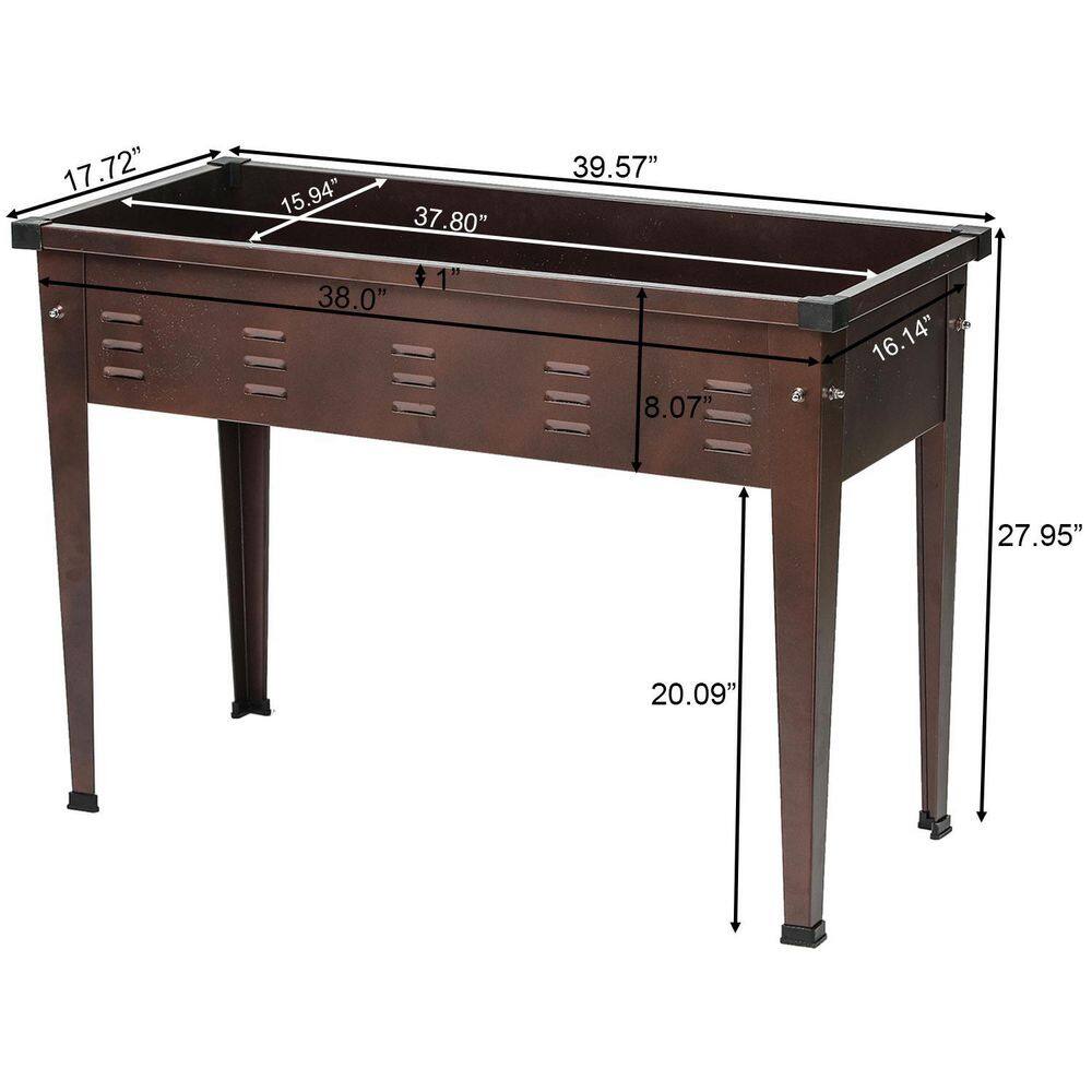 Rustic Brown Steel Raised Rectangular Garden Planter 39.5"