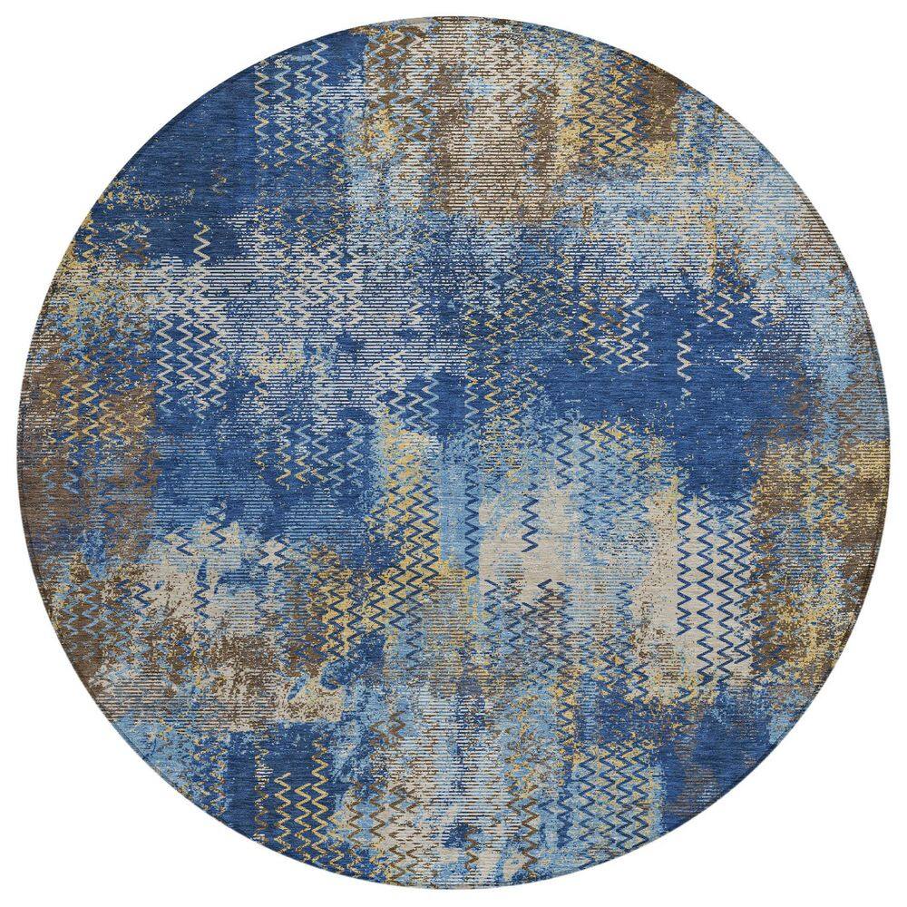 Chantille Machine Washable Indoor/Outdoor Abstract ACN2790 Navy 8 ft. x 8 ft. Round Rug price history on PriceWatchPro