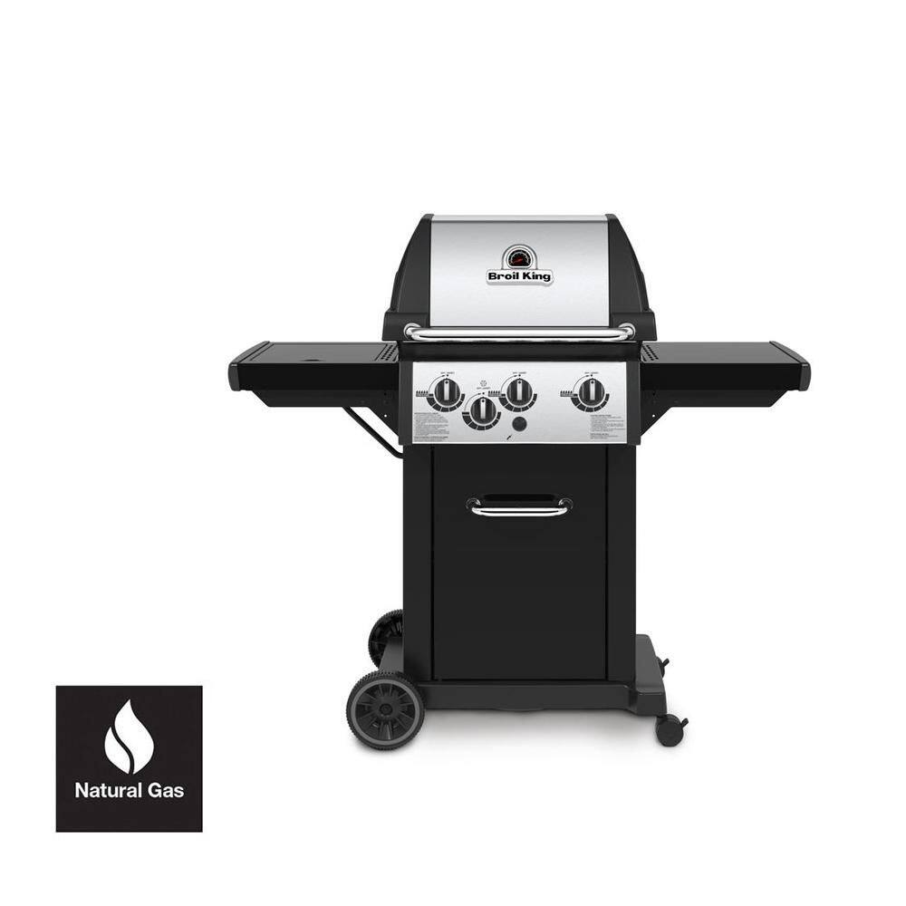 Monarch 340 3-Burner Natural Gas Grill in Black with Side Burner