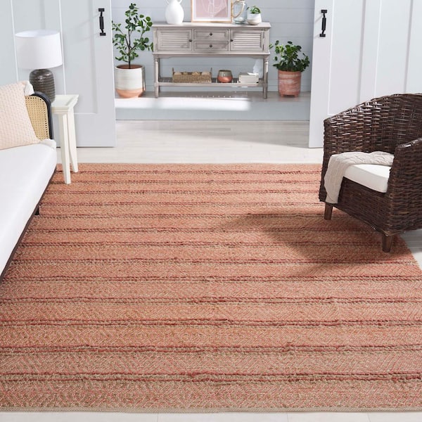 Cape Cod 8 ft. x 10 ft. Orange/Natural Geometric Striped High-Low Area Rug