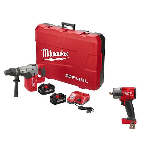 Milwaukee M18 FUEL 18V Lithium-Ion Brushless Cordless 1-9/16 in. SDS-Max Rotary Hammer Kit with M18 FUEL Mid-Torque Impact Wrench
