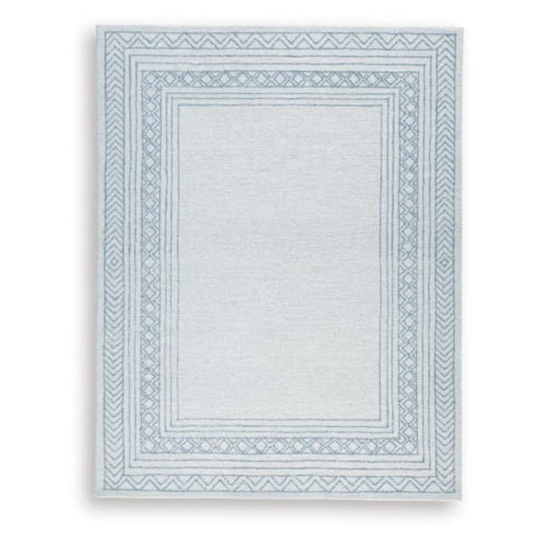 Azelhurst 8 ft. x 10 ft. Blue/Light Gray Border Area Rug