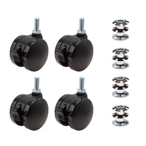 2 in. Black Furniture Swivel Brake Caster 440 lbs. Load Rating for 1 in. Round, 16 up to 18 gauge tubing (4-Pack)