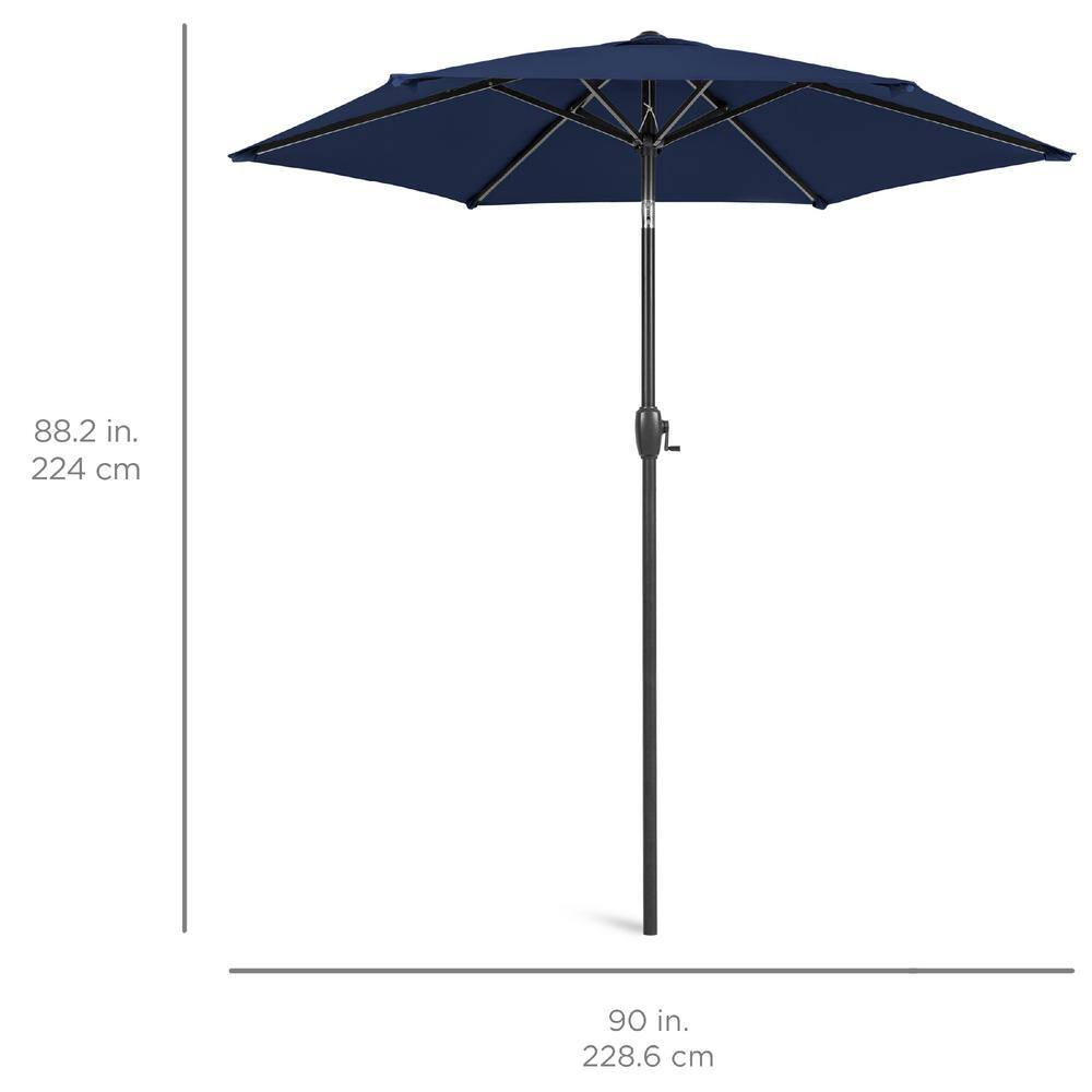 7.5ft Navy Blue Steel Outdoor Market Patio Umbrella
