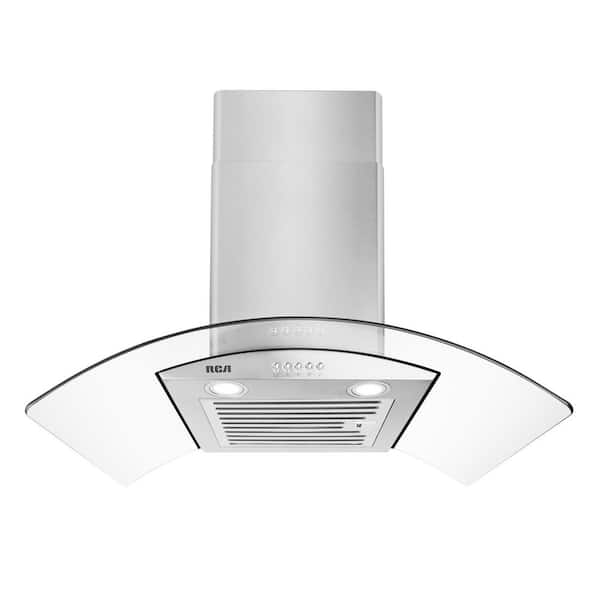 30 in. Regency Collection 400 CFM Ducted Glass Canopy Wall Mount Range Hood, Push Buttons, LEDs, Stainless Steel