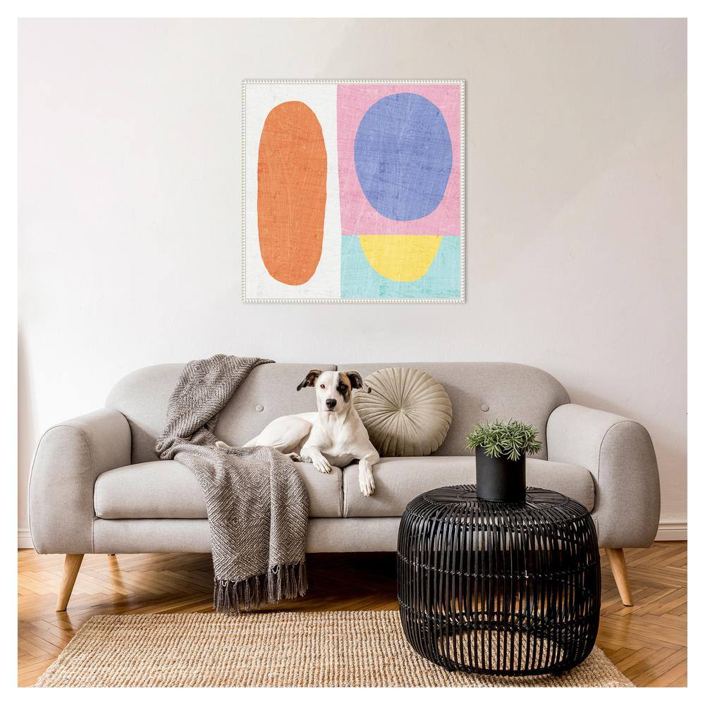 Pastel Abstract Geometric Canvas Art with White Frame