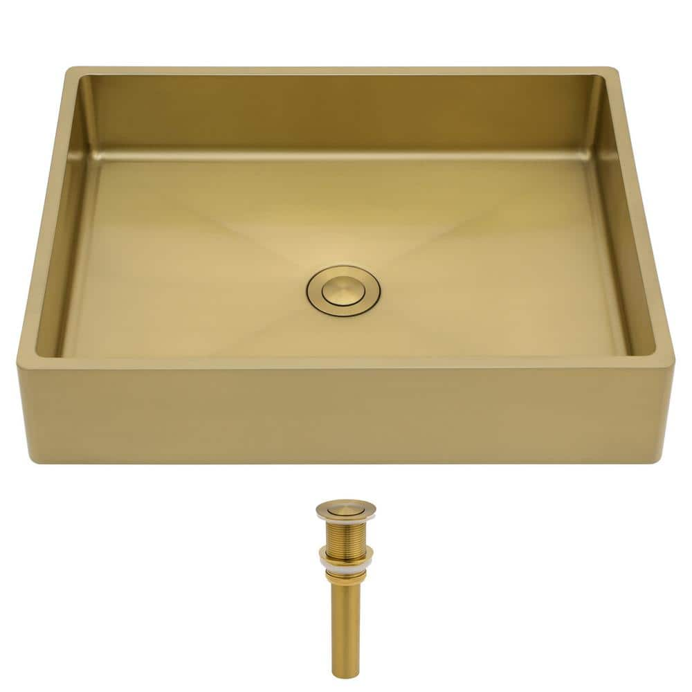 Logmey 19 in. Gold T304 Stainless Steel Rectangular Bathroom Vessel ...