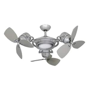 TriStar II 3 x 18 in. LED Brushed Nickel Triple Ceiling Fan and Light with Remote Control