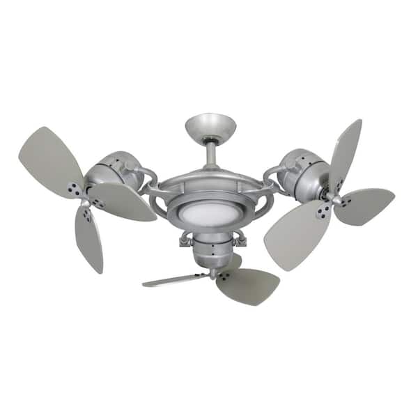 TroposAir TriStar II 3 x 18 in. LED Brushed Nickel Triple Ceiling Fan and Light with Remote Control