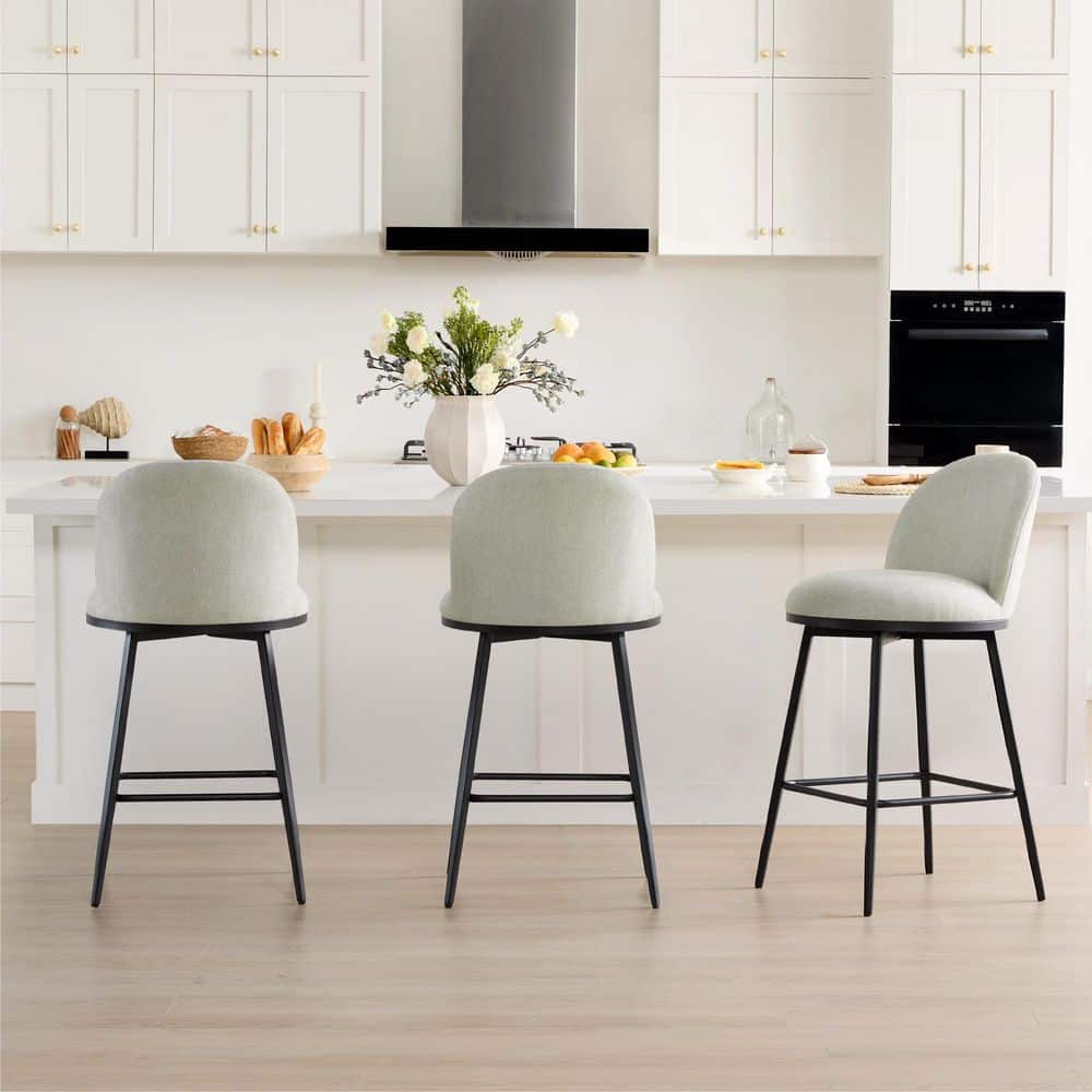 Spruce & Spring Nico Grey Fabric 360° swivel Counter Height Bar Stool with Metal Frame and ...