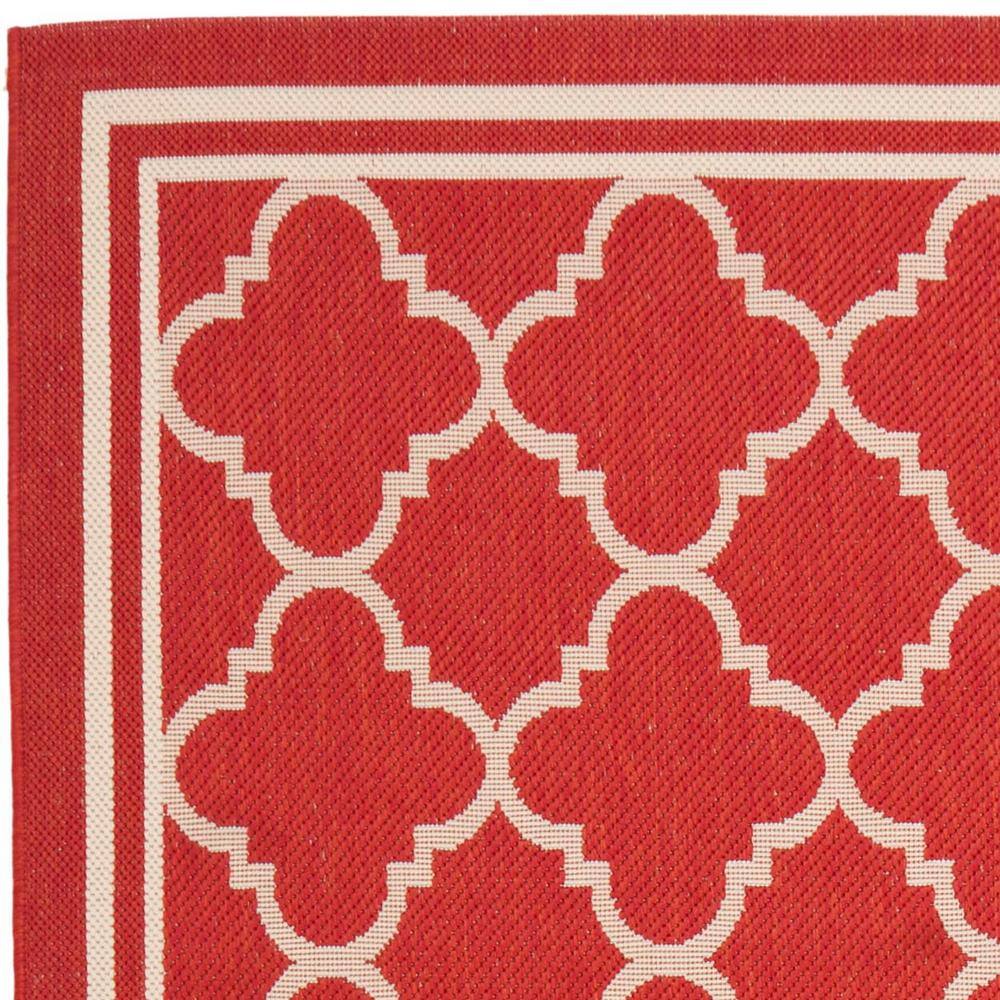 Red and Bone Geometric Indoor/Outdoor Area Rug 4' x 5'7"