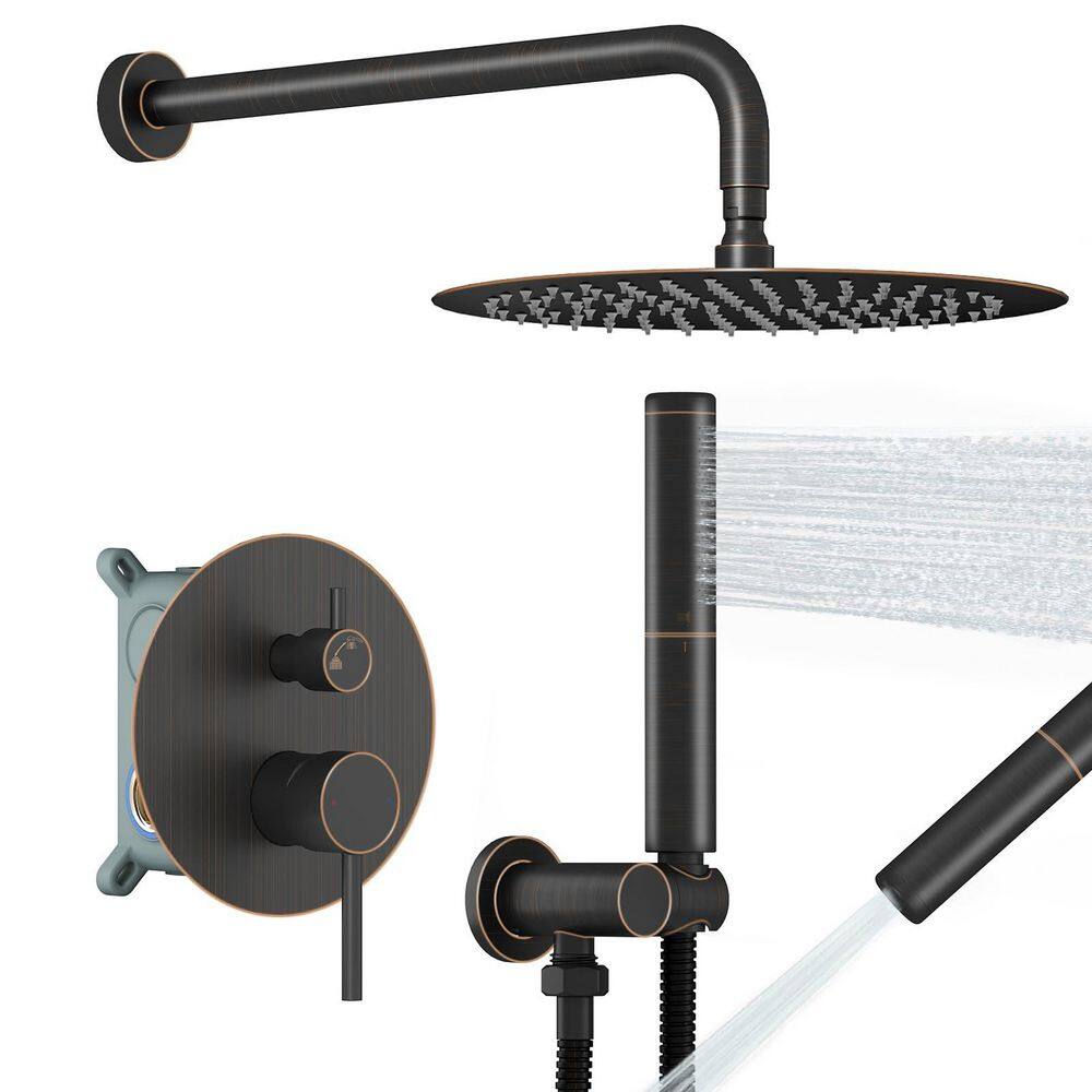 6-Piece Bathroom Hardware Set with 10 in. Round Rain Shower Head, Rainfall Shower Faucet Fixture Combo Set in Bronze price history on PriceWatchPro