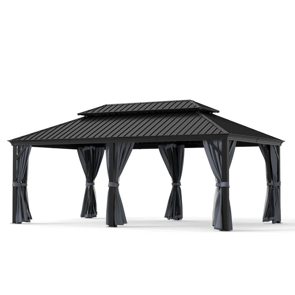 EGEIROSLIFE 12 ft. x 20 ft. Double Roof Hardtop Aluminum Patio