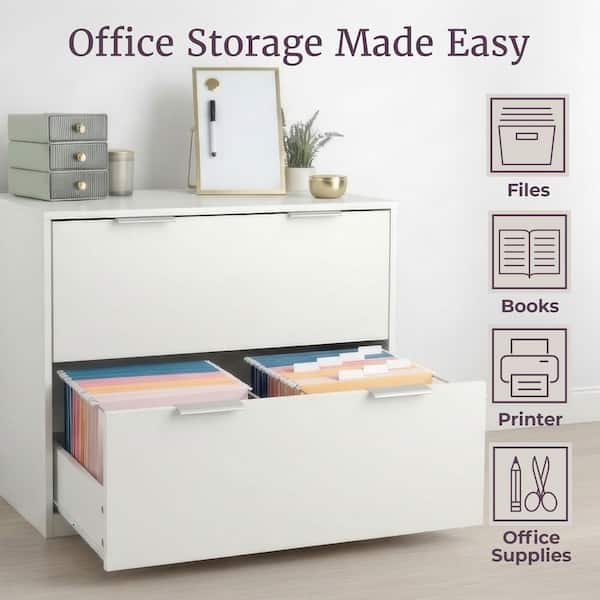 2 Drawer 30.5 in. W Wood Lateral File Cabinet, White