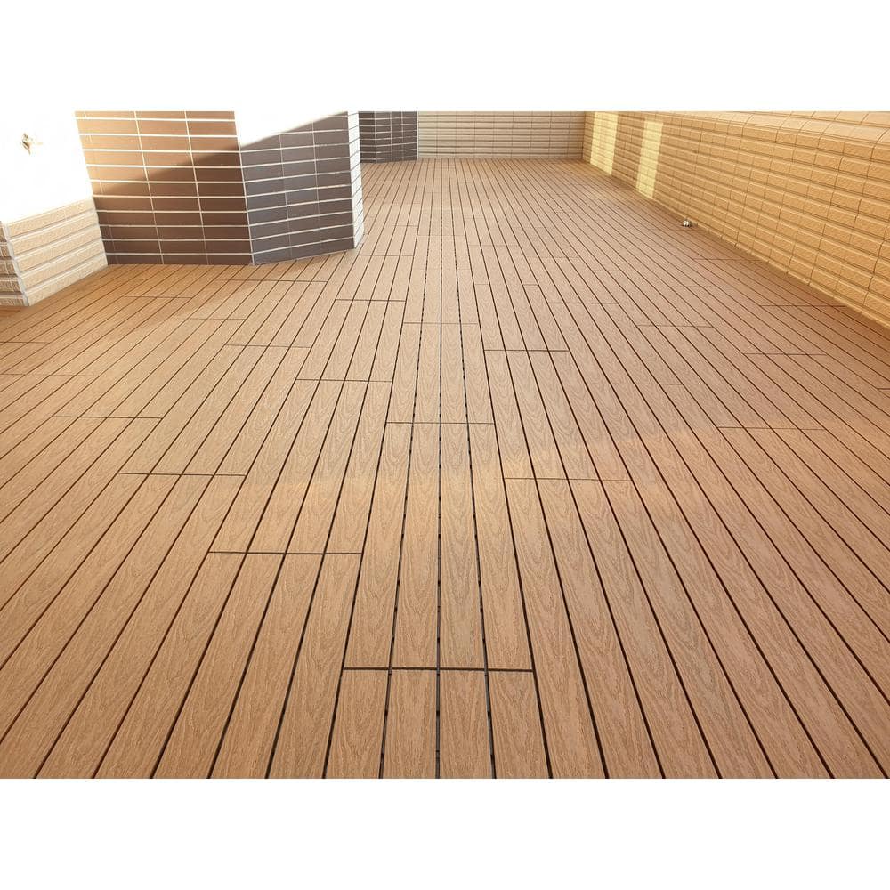 Peruvian Teak 36" x 12" Composite Deck Tile with Water Protection