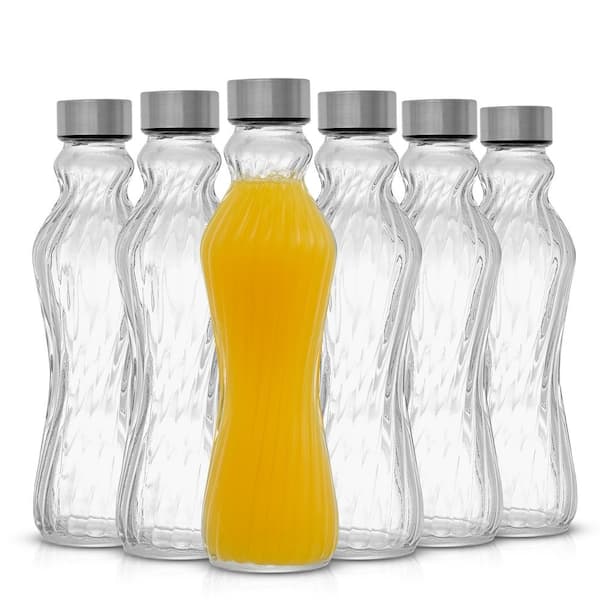 JoyJolt Spring 18 oz. Clear Glass Water Bottles with Stainless Steel Cap  (Set of 6) JG10273 - The Home Depot