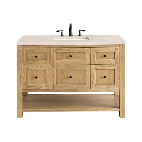 James Martin Vanities Breckenridge 48.0 in. W x 23.5 in. D x 34.2 in. H Bathroom Vanity in Light Oak with Eternal Marfil Quartz Top