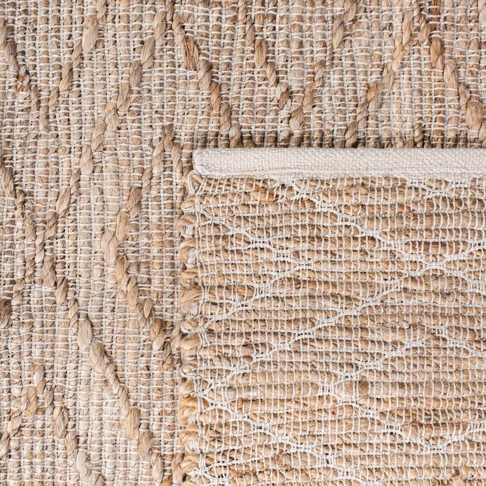 Natural Jute and Cotton Handwoven Rectangular Area Rug