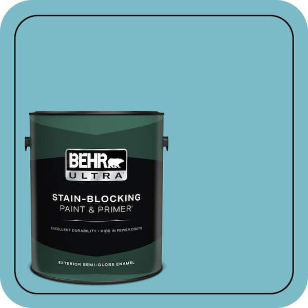 BEHR ULTRA 1 gal. #M470-4 Azure Lake Semi-Gloss Enamel Exterior Paint & Primer
