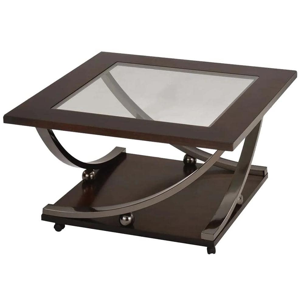 Acme Furniture Isiah 36 in. Black Nickel and Clear Glass Small Square ...