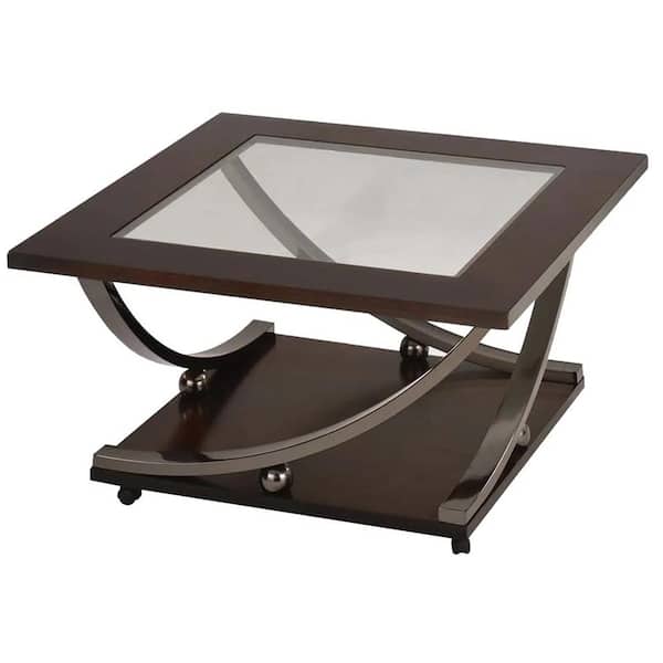 Acme Furniture Isiah 36 in. Black Nickel and Clear Glass Small Square Resin Coffee Table